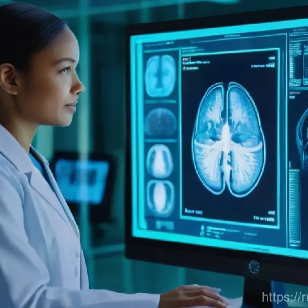 방사선사 신규 과목 트렌드 - **AI-Powered Diagnostic Insight**
"A radiologist, a female in her late 30s with professional med...