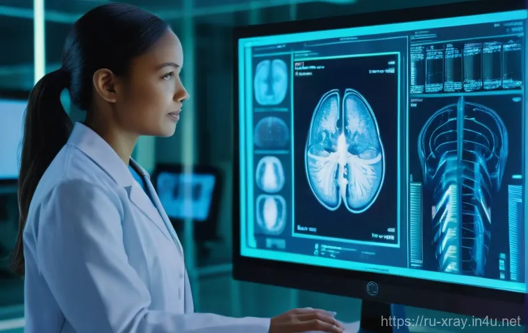 방사선사 신규 과목 트렌드 - **AI-Powered Diagnostic Insight**
"A radiologist, a female in her late 30s with professional med...