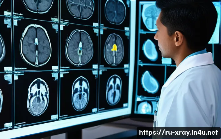 방사선사 영상 처리가 중요한 이유 - **Prompt:** A highly skilled radiologist, appearing focused and experienced (30s-50s, diverse ethnic...