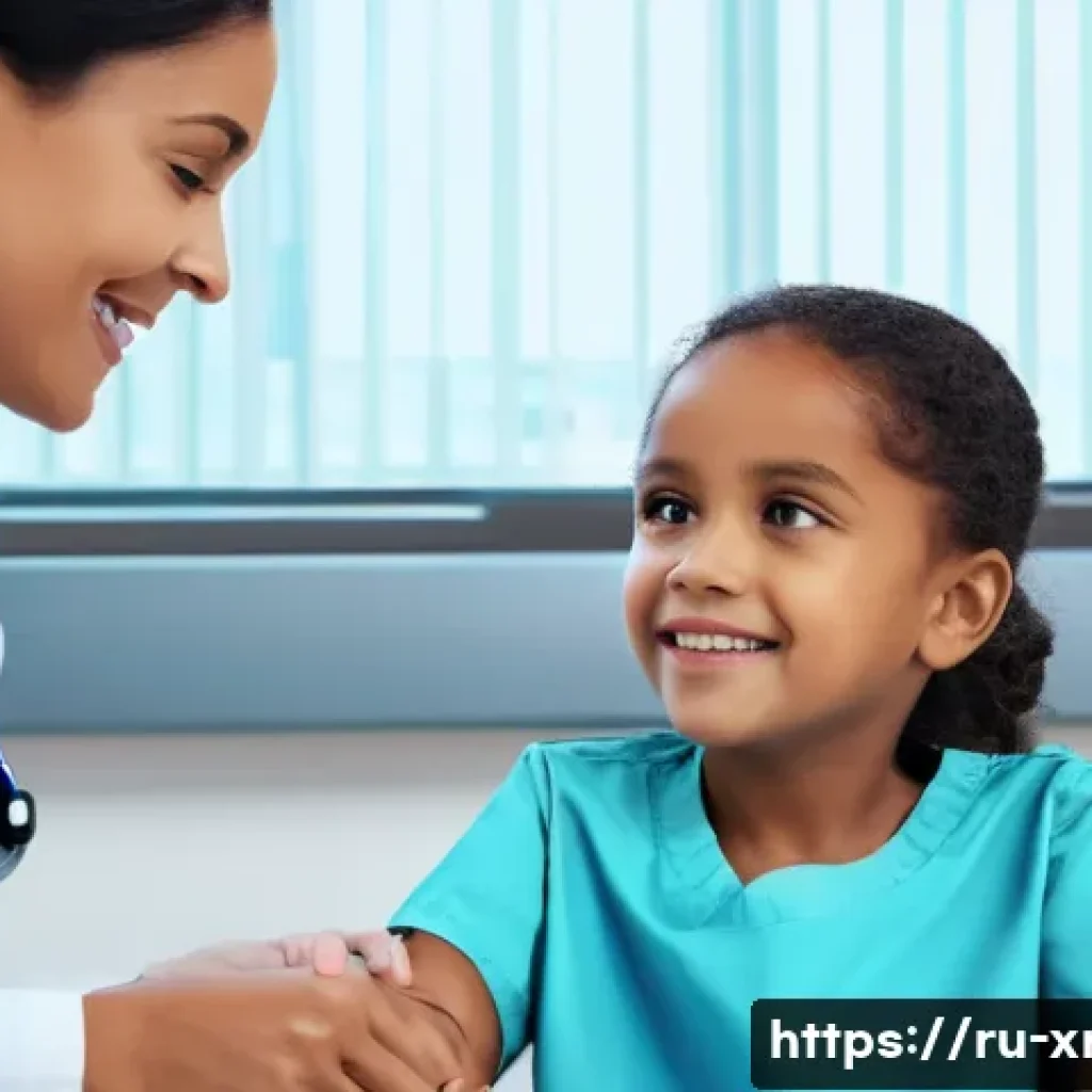 방사선사 윤리 교육 필요성 - A compassionate female radiologist, in her late 30s, with a warm and reassuring smile, is seated acr...