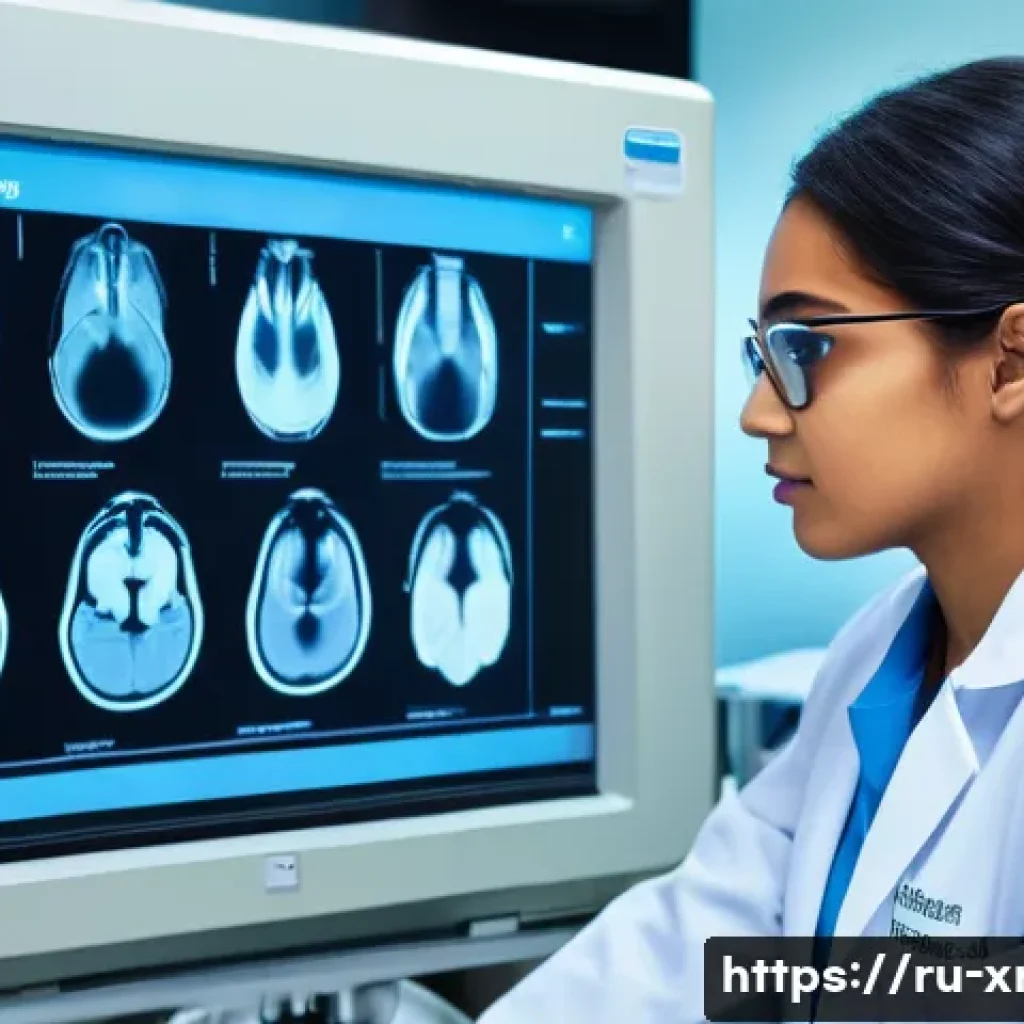 방사선사 실습 경험 공유 - A detailed and realistic hospital radiology room featuring advanced MRI and CT scanners, with a youn...