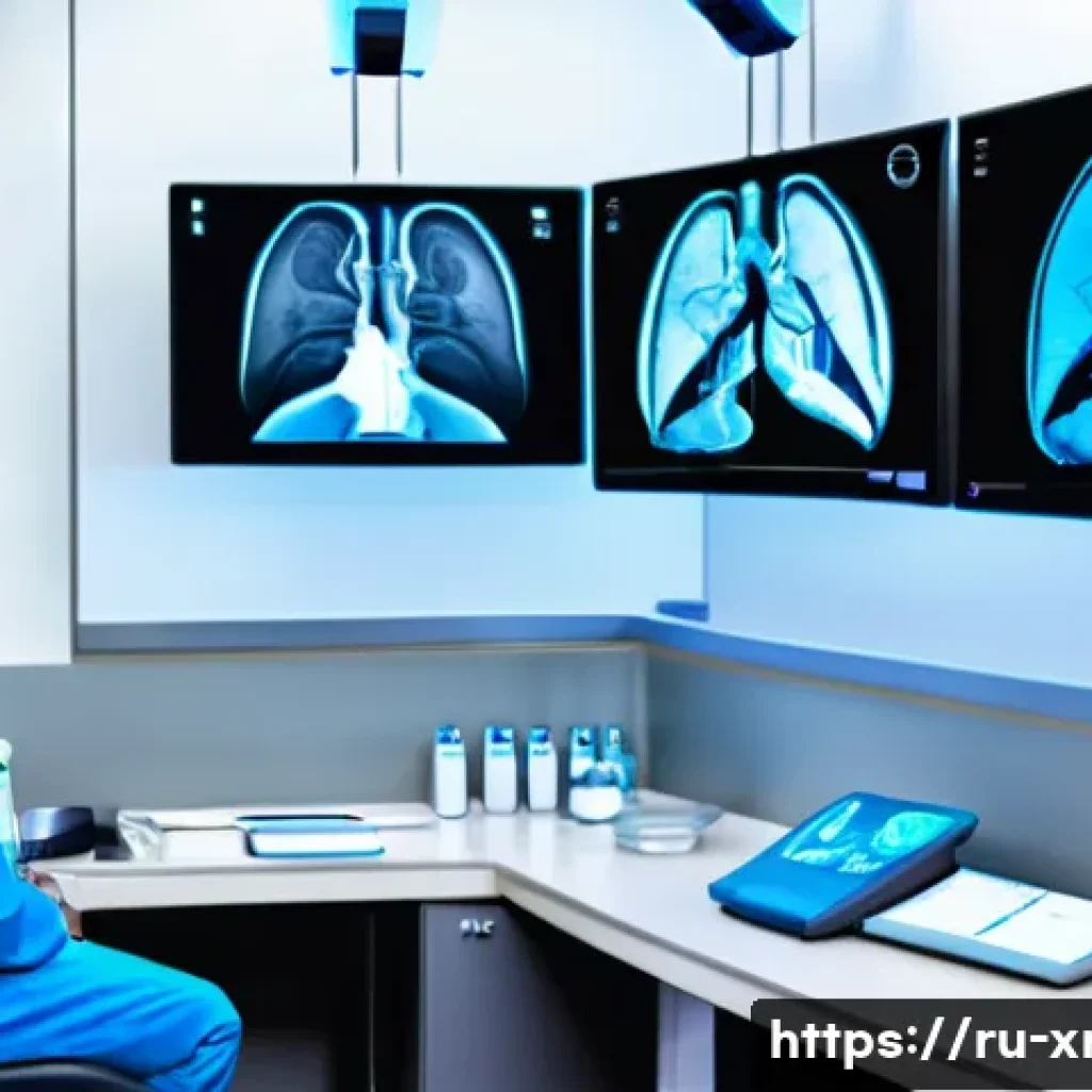 방사선사 실기 연습 도구 추천 - A modern radiology training room featuring a diverse group of adult medical students and professiona...